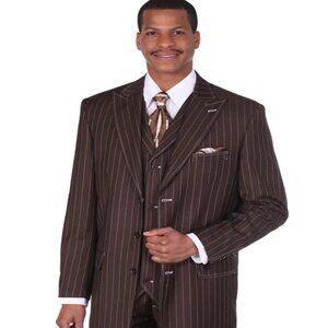 1920s Mens Suit - 1920s Mens Outfit - 1920s costume Bold Pinstripe Brown Suit